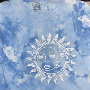 Blue Tie-Dye Sun Graphic T-Shirt